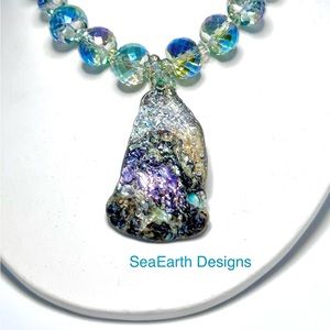 Abalone, Crystal and Opal Necklace